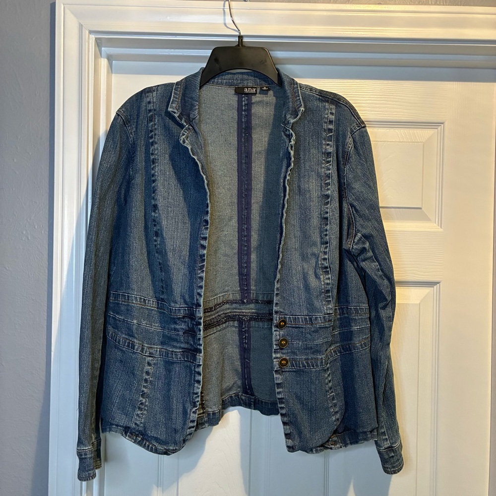 a.n.a Blue Jean Jacket with Button Accents